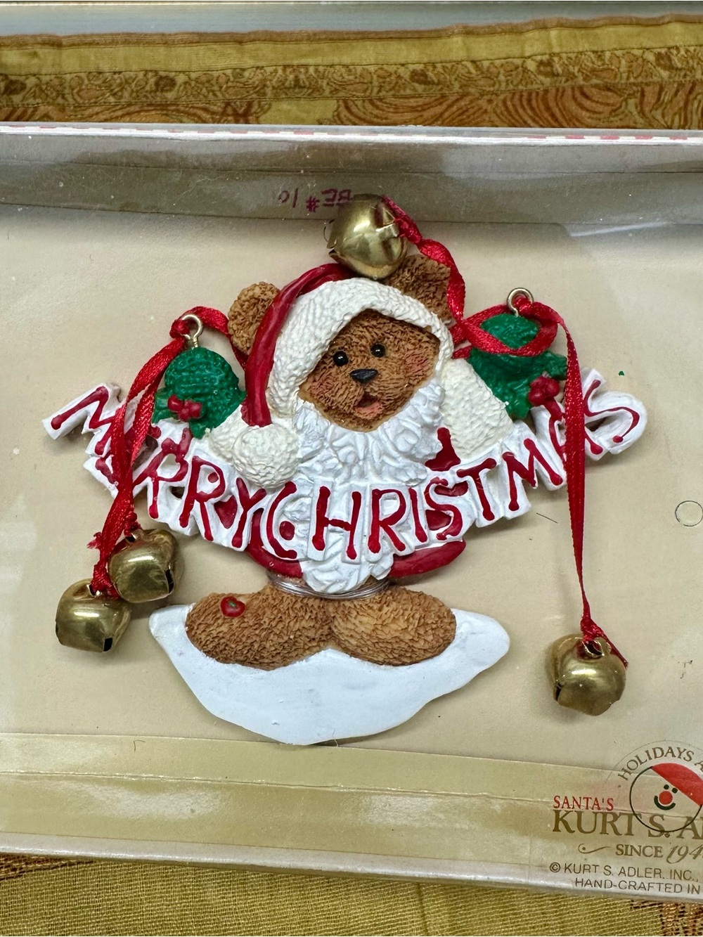 Kurt Adler Holly Bearies Christmas Ornament Merry Christmas Holiday Decor